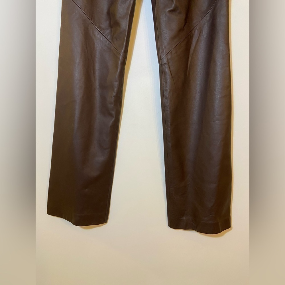 VINTAGE Neto French Laundry Genuine Lambskin Leather High Waisted Bootcut Pant 8 - Picture 6 of 8